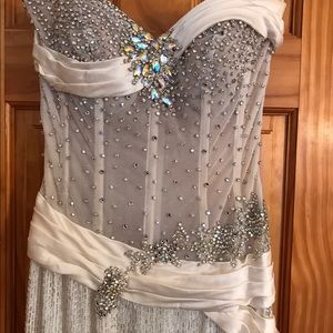 White crystal embellished Sherri hill gown